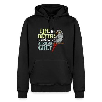Afrikanischer Graupapagei Papagei Vogel Afrika - Männer Premium Bio Hoodie - Schwarz - Vorne - Nico (187cm)