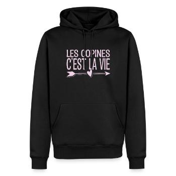 Les copines c'est la vie. Cadeau copine. - Sweat à capuche Premium bio Homme - noir - Devant - Nico (187cm)