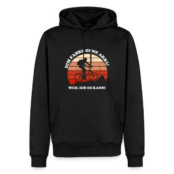 Ich Fahre ohne Akku lustige Fahrrad Sprüche - Männer Premium Bio Hoodie - Schwarz - Vorne - Nico (187cm)