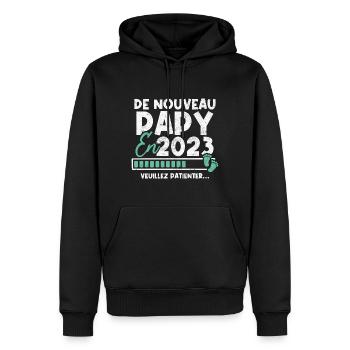 De nouveau papy en 2023 - Sweat à capuche Premium bio Homme - noir - Devant - Nico (187cm)