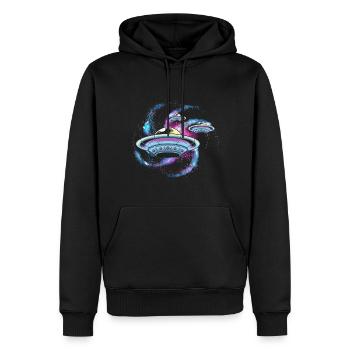 Univers Galaxie OVNI Espace - Sweat à capuche Premium bio Homme - noir - Devant - Nico (187cm)