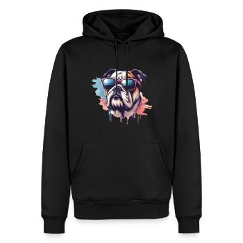Bulldogge Das Modell - Männer Premium Bio Hoodie - Schwarz - Vorne - Nico (187cm)