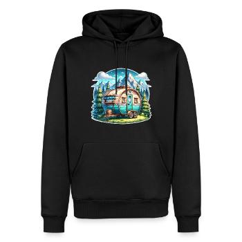 Camping camping-car caravane - Sweat à capuche Premium bio Homme - noir - Devant - Nico (187cm)