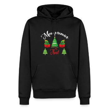 Mon Premier Noel 2023 - Sweat à capuche Premium bio Homme - noir - Devant - Nico (187cm)