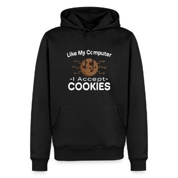 J’accepte les cookies - Sweat à capuche Premium bio Homme - noir - Devant - Nico (187cm)
