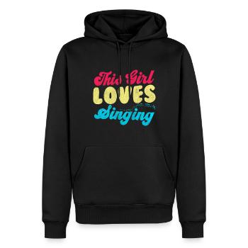 Cette fille aime chanter chanteuse - Sweat à capuche Premium bio Homme - noir - Devant - Nico (187cm)