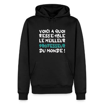 Le meilleur professeur - Sweat à capuche Premium bio Homme - noir - Devant - Nico (187cm)