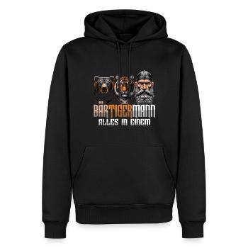 Bärtigermann Bär Tiger Mann Geschenk Bart Sprüche - Männer Premium Bio Hoodie - Schwarz - Vorne - Nico (187cm)