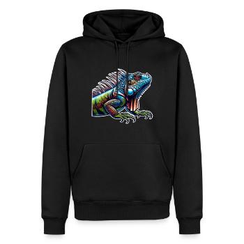 Iguane - Sweat à capuche Premium bio Homme - noir - Devant - Nico (187cm)