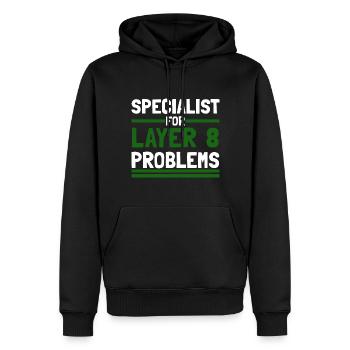 Computer Computerarbeit witzige Sprüche Layer 8 - Männer Premium Bio Hoodie - Schwarz - Vorne - Nico (187cm)