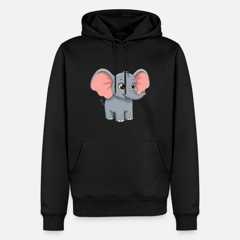 Tier Cartoon Elefant - Männer Premium Bio Hoodie - Schwarz