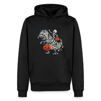 Skelett Reitmama Dinosaurier - Männer Premium Bio Hoodie - Schwarz - Vorne - Nico (187cm)