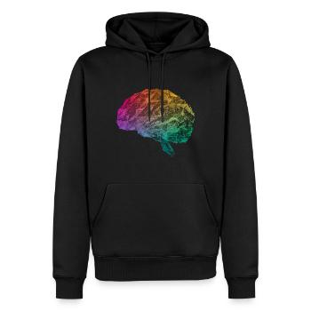 Esthétique du cerveau Carte cérébrale géométrique Impulsions Neuro - Sweat à capuche Premium bio Homme - noir - Devant - Nico (187cm)