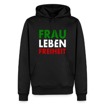 Frau leben freiheit - Männer Premium Bio Hoodie - Schwarz - Vorne - Nico (187cm)