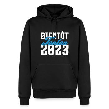 Cadeau Annonce grossesse bientôt Tonton 2023.Oncle - Sweat à capuche Premium bio Homme - noir - Devant - Nico (187cm)