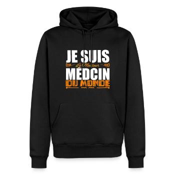 Je Suis Le Meilleur Médecin Du Monde, Idée Cadeau. - Sweat à capuche Premium bio Homme - noir - Devant - Nico (187cm)