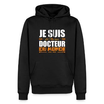 Je Suis Le Meilleur Docteur Du Monde, Idée Cadeau. - Sweat à capuche Premium bio Homme - noir - Devant - Nico (187cm)