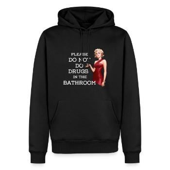 Please do not Drugs in the Bathroom - Männer Premium Bio Hoodie - Schwarz - Vorne - Nico (187cm)