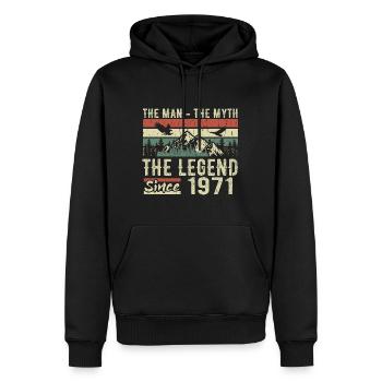 Retro 1971 Vintage - Cadeau D’anniversaire 1971 - Sweat à capuche Premium bio Homme - noir - Devant - Nico (187cm)