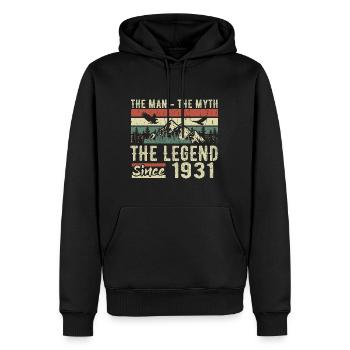 Retro 1931 Vintage - Cadeau D’anniversaire 1931 - Sweat à capuche Premium bio Homme - noir - Devant - Nico (187cm)