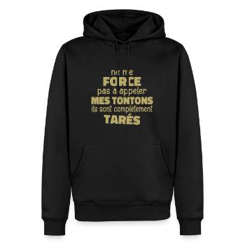 Zwinge mich nicht, meine Onkel zu nennen, sie sind verrückt - Männer Premium Bio Hoodie - Schwarz - Vorne - Nico (187cm)