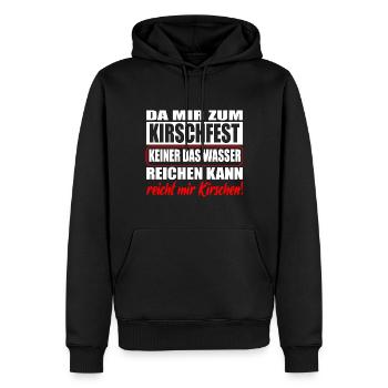 Reicht mir Kirschen zum Kirschfest - Männer Premium Bio Hoodie - Schwarz - Vorne - Nico (187cm)