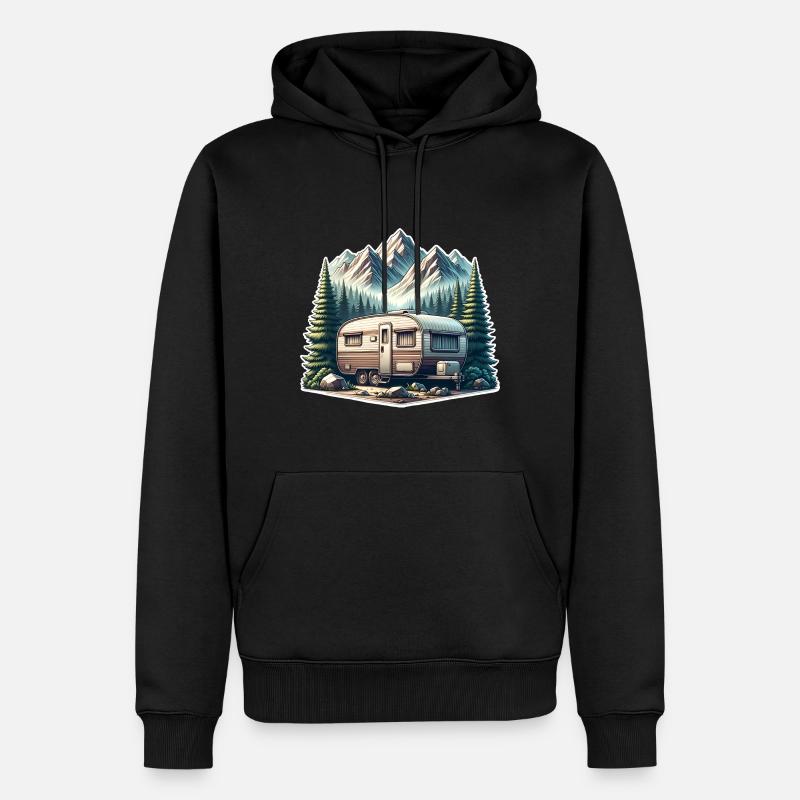 Caravane de camping - Sweat à capuche Premium bio Homme - noir