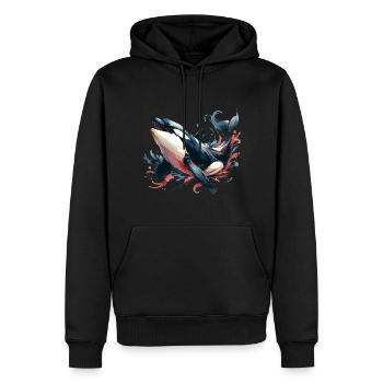 Orque Épaulard - Sweat à capuche Premium bio Homme - noir - Devant - Nico (187cm)