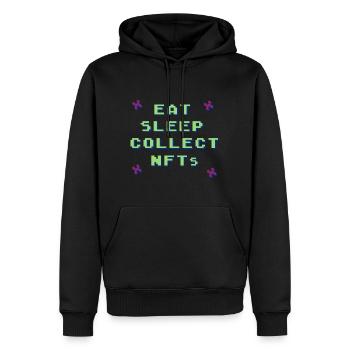 Eat Sleep Collect Crypto Coin Bitcoin Lovers de NFT - Sweat à capuche Premium bio Homme - noir - Devant - Nico (187cm)