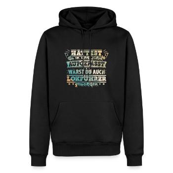 Lokführer Bahn Eisenbahn - Männer Premium Bio Hoodie - Schwarz - Vorne - Nico (187cm)