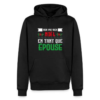 mon premier Noël en tant que Epouse - Sweat à capuche Premium bio Homme - noir - Devant - Nico (187cm)