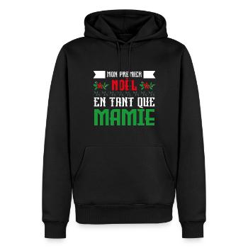 Premier noël en tant que mamie - Sweat à capuche Premium bio Homme - noir - Devant - Nico (187cm)
