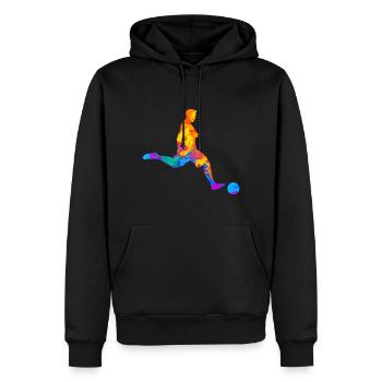 Fußball Fußballer Fußballverein Silhouette - Männer Premium Bio Hoodie - Schwarz - Vorne - Nico (187cm)