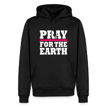Pray for the earth - Sweat à capuche Premium bio Homme - noir - Devant - Nico (187cm)