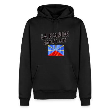 La Réunion Saint Denis Drapeau Fierté - Sweat à capuche Premium bio Homme - noir - Devant - Nico (187cm)