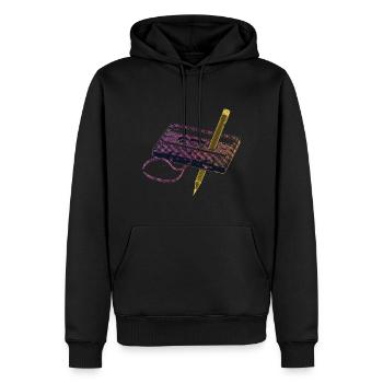 Kassette mit Stift - Retro - Männer Premium Bio Hoodie - Schwarz - Vorne - Nico (187cm)