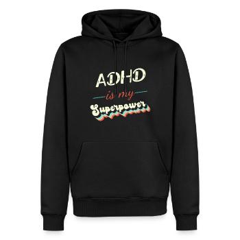 ADHS ist meine Superkraft - Männer Premium Bio Hoodie - Schwarz - Vorne - Nico (187cm)