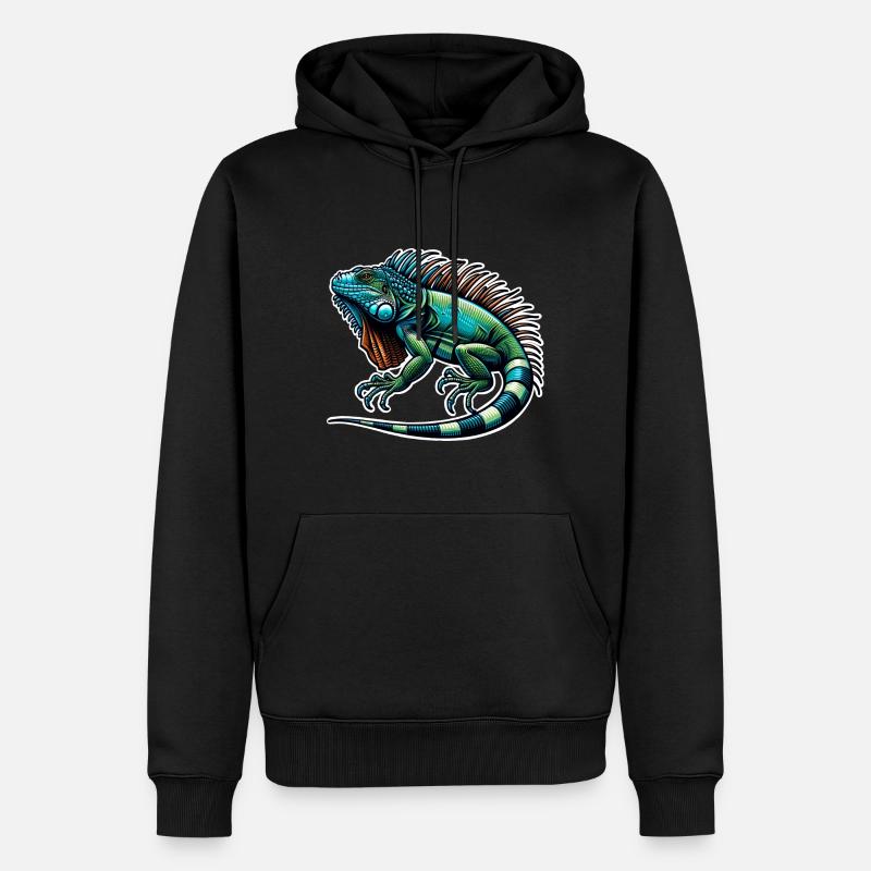 Leguan - Männer Premium Bio Hoodie - Schwarz