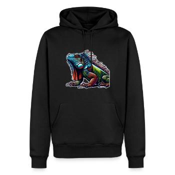 Leguan - Männer Premium Bio Hoodie - Schwarz - Vorne - Nico (187cm)