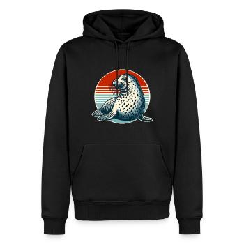 Robbe Seehund - Männer Premium Bio Hoodie - Schwarz - Vorne - Nico (187cm)