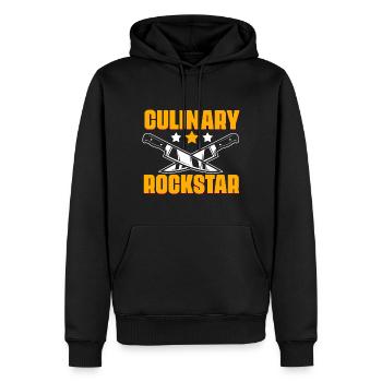 Cuisine culinaire, amusante, professionnelle - Sweat à capuche Premium bio Homme - noir - Devant - Nico (187cm)