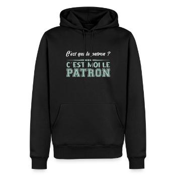 Patron C est Moi Le Patron Papa Idée Cadeau Papy - Sweat à capuche Premium bio Homme - noir - Devant - Nico (187cm)