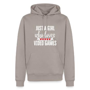 Anime et jeux vidéo - Sweat à capuche Premium bio Homme - taupe - Devant - Nico (187cm)