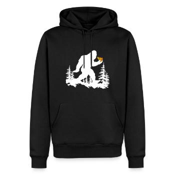 Pizza lieben auch Kreaturen - Männer Premium Bio Hoodie - Schwarz - Vorne - Nico (187cm)