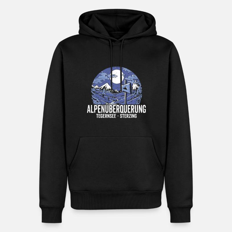 Alpenüberquerung Tegernsee Sterzing Pilgerweg - Männer Premium Bio Hoodie - Schwarz