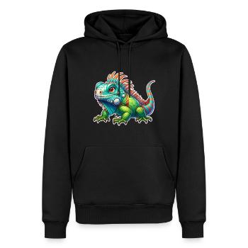 Iguane - Sweat à capuche Premium bio Homme - noir - Devant - Nico (187cm)
