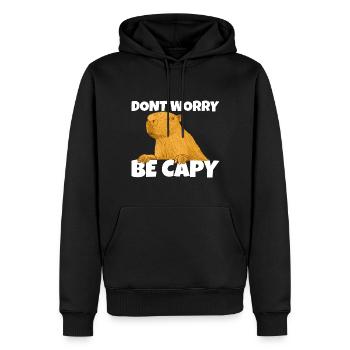 Dont worry be capy, das lustige Capybara - Männer Premium Bio Hoodie - Schwarz - Vorne - Nico (187cm)