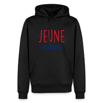 Jeune retraité Cadeau Collègue Départ retraite - Sweat à capuche Premium bio Homme - noir - Devant - Nico (187cm)