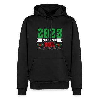 Mon Premier Noel 2023 - Sweat à capuche Premium bio Homme - noir - Devant - Nico (187cm)