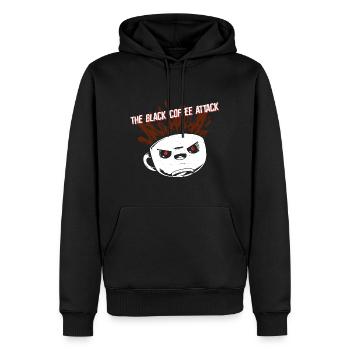 Kaffee schwarz Attacke - Lustiges Cafe - Männer Premium Bio Hoodie - Schwarz - Vorne - Nico (187cm)